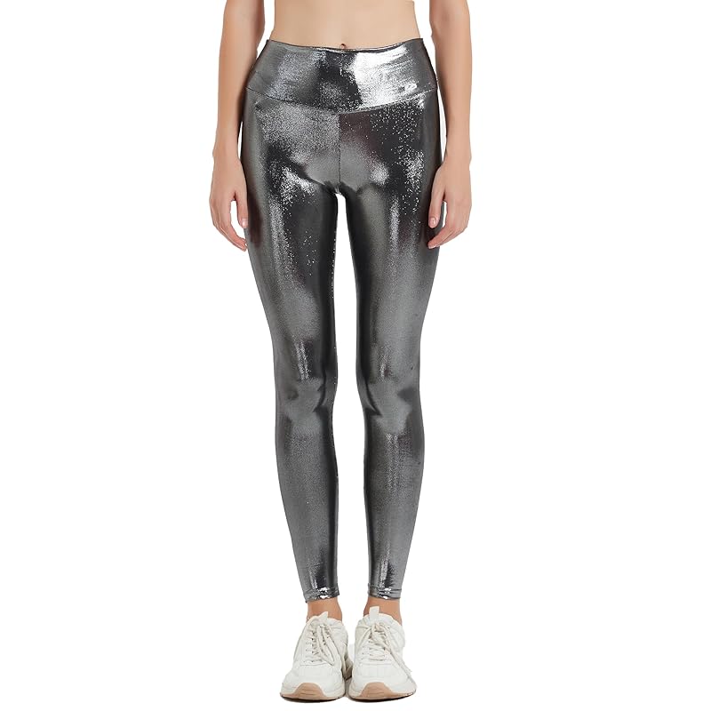 

[LEOHEX] ladies stretch lycra leggings pants sexy luster high waist Tights (gray, XL)