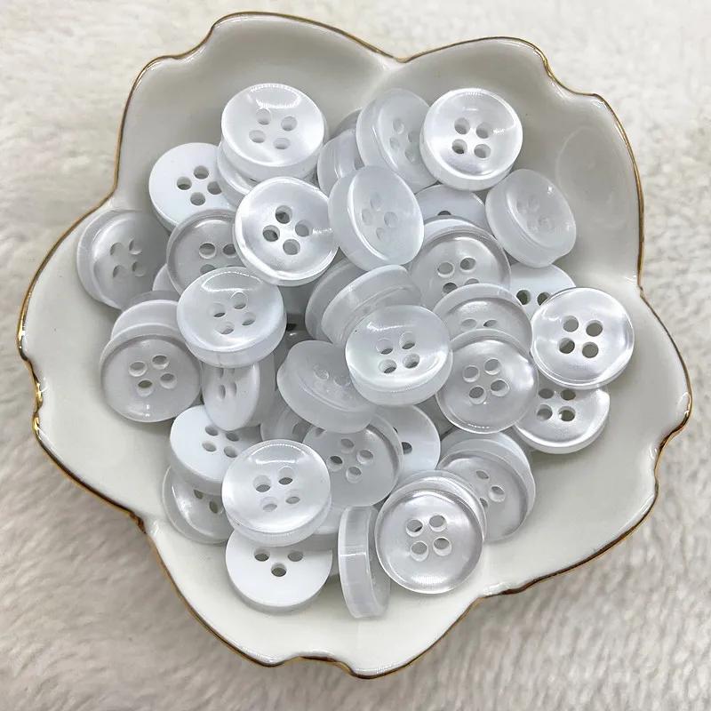 50Pcs 12Mm Color Resin Cat Eye Button Pearllight Bowl Shape Four Eye Button Wedding Decoration Sewing Accessories