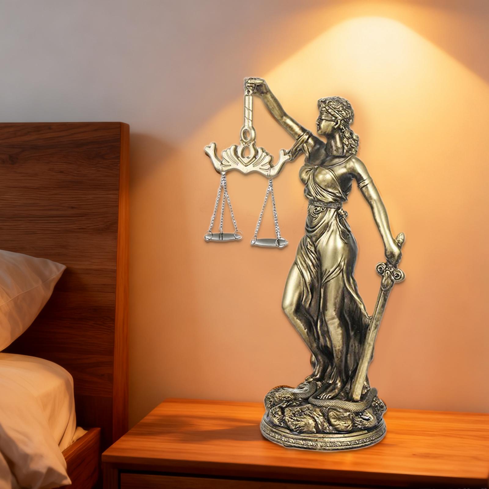 8.4 inch Lady Justice Statue Figurine Resin Scale Of Justice Sculpture For Home Office Decor, Study Living Room Bookcase Display