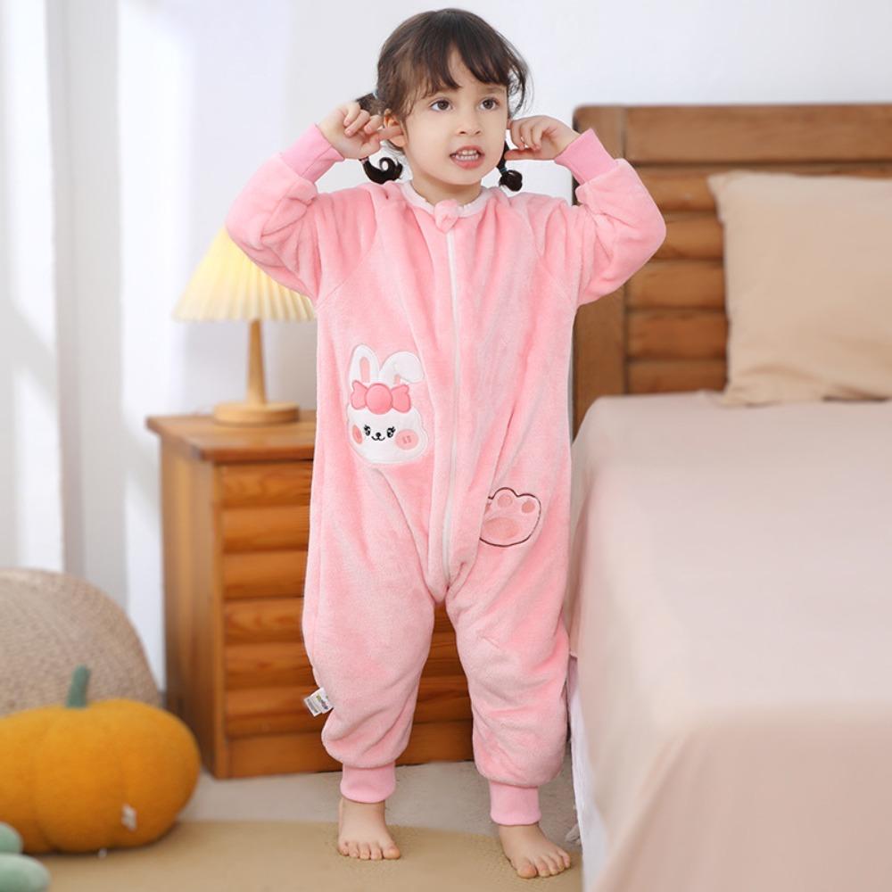 Kids Flannel Onesie Pajamas Cartoon Loungewear Christmas Costume Flannel Sleeping Bag Jumpsuit