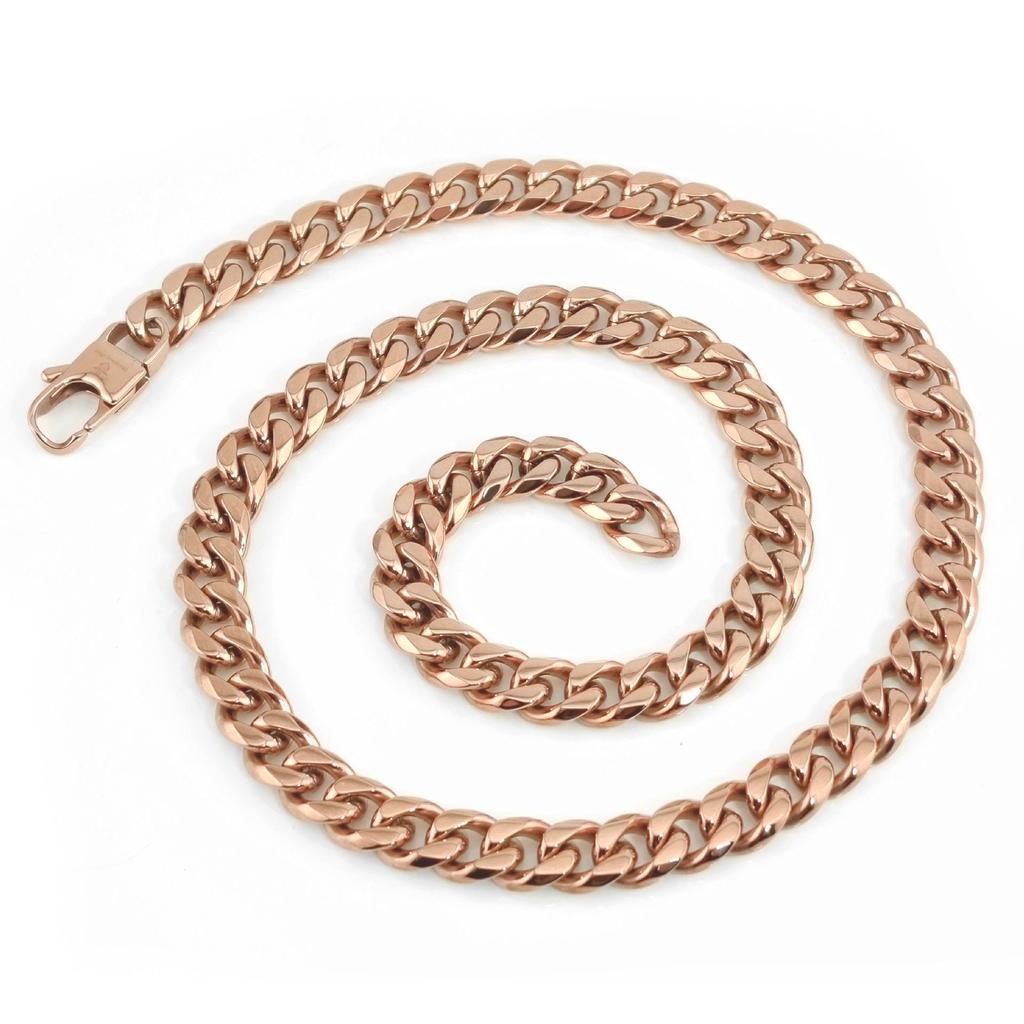 304 Stainless Steel Polished Cuban Chain Necklace: Fashionable Men's and Women's Six-Sided Titanium Clavicle Chain.