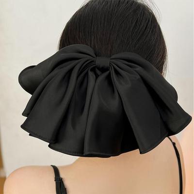 Black Big Bow Hair Clips for Women Elegant Lady Large Barrettes Hair Accessories Korean Hairpins Girls Headdress