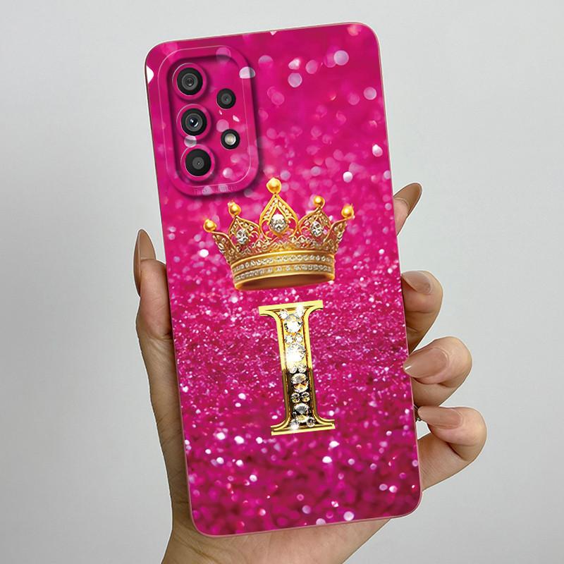 Phone Case for Samsung Galaxy A72 A52 A52S 4G 5G Liquid Silicone Soft Shockproof Lens Protective Cover Luxury Crown Letter Cases