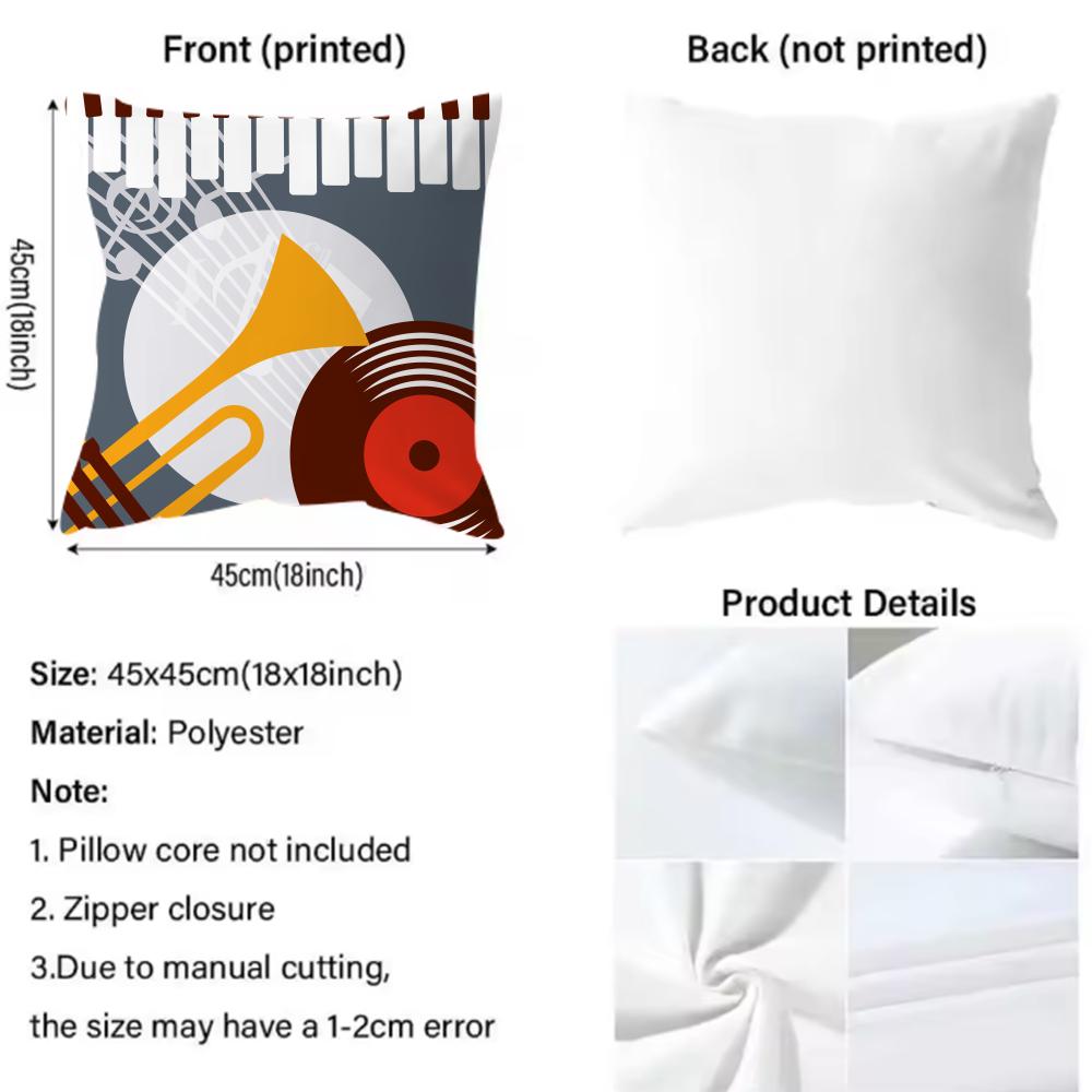 Retro Speaker Piano Rock Cushion Cover Premium Comfort Reversible Pillow Cover - Dual - Use Design for Home & Car