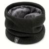 1PC Elegant Solid Color Polyester Scarf - with Velvet Lining - Retractable Knitted Neck - Warm