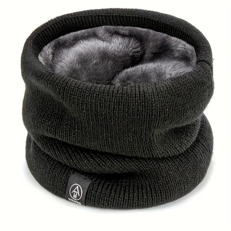 1PC Elegant Solid Color Polyester Scarf - with Velvet Lining - Retractable Knitted Neck - Warm