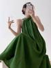 Summer French neck-hanging temperament waist lazy wind holiday dress women's new Mori white off-the-shoulder dress