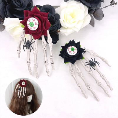 Halloween Skeleton Hand Hairpin Rose Flower Spider Hair Clips Skull Eyeball Day of The Dead