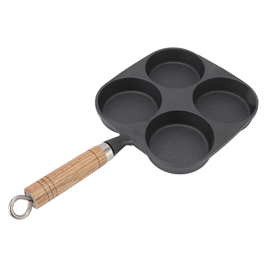 Egg Pan 4 Cup Egg Frying Pan with Wooden Handle for Breakfast Pancakes Omelettes