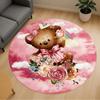 1pc Bear Flowers Round Chair Mat Office Area Rug - Non-Slip, Floor Mat for Office, Bedroom, and Indoor Decor P127297