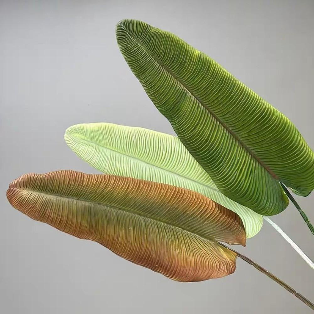 Plastic Artificial Calla Leaves Green Plants Lifelike Crane King Fern Leaf UV Resistant Non-Fading Banana Leaf Table Centerpiece