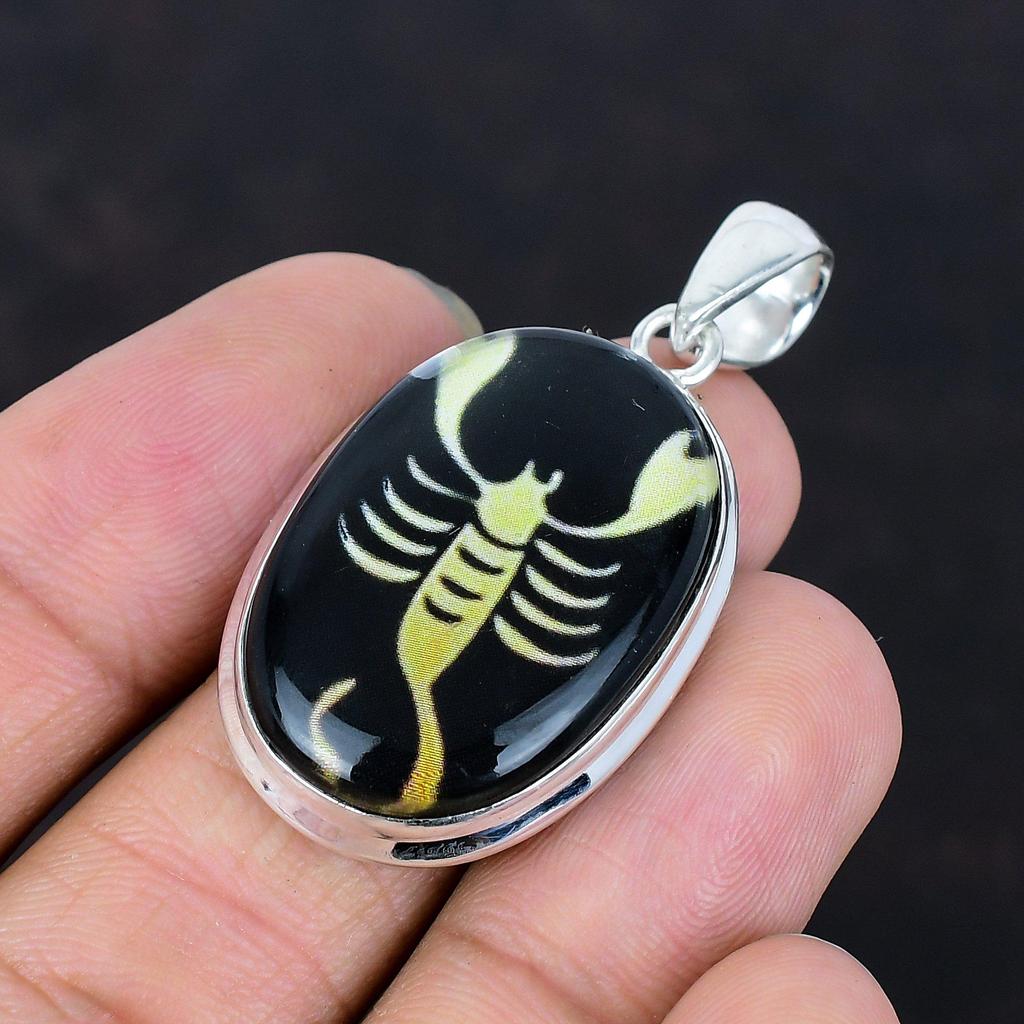 Scorpio Zodiac Sign In Black Onyx Pendant 925 Sterling Silver Gemstone Pendant Handmade Astrology Pendant Horoscope Pendant Scorpio Jewelry