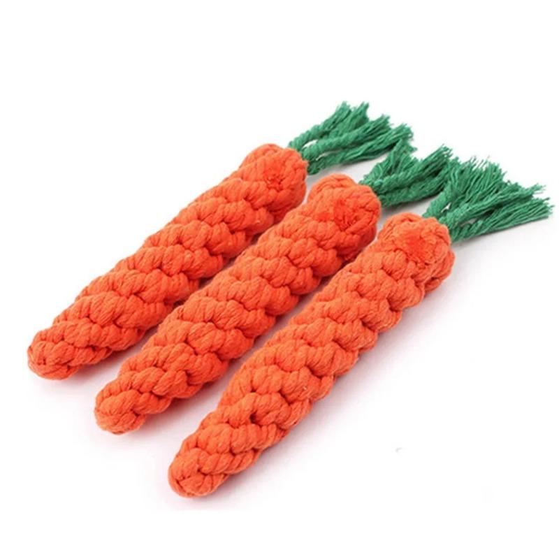 2pcs Pet Toy Carrot Knot Rope Bite Resistant Teeth Grinding Interactive Chew Toy for Dogs Self Entertaining