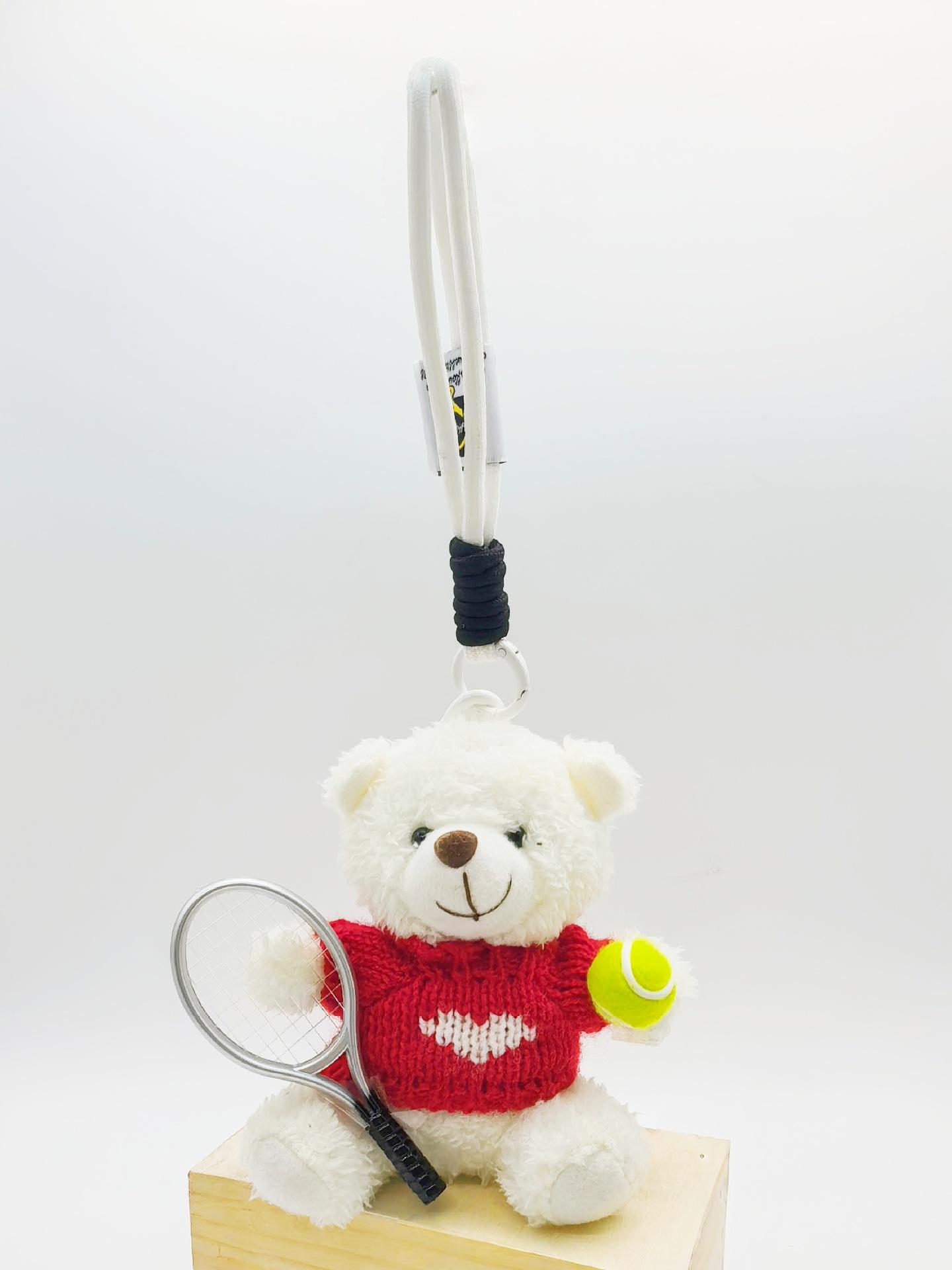 

Cute Table Tennis Bear Doll Sweater Bear Keychain Bag Pendant Creative Plush Doll Gift Small Pendant