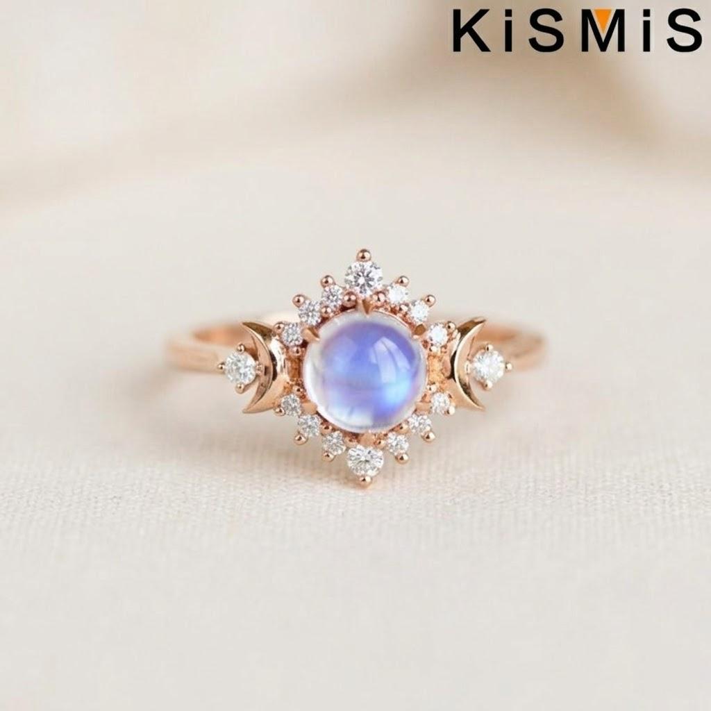 Fashion Woman Exquisite Simple Moon Ring Beautiful Generous Birthday Gift Party Jewelry Size 5-10
