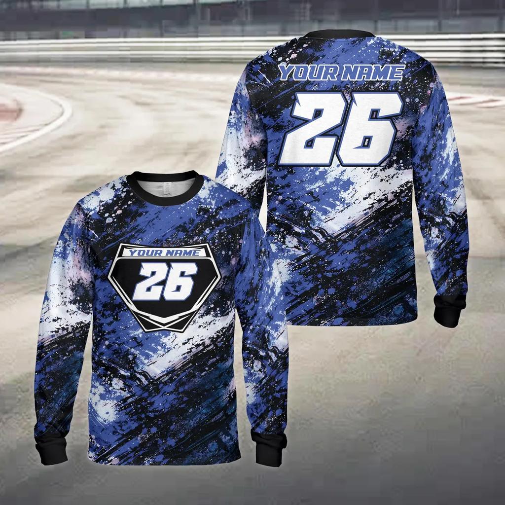 Custom Diy Paint Splash Racing Sports Jersey Personalized Name Number Text Long Sleeve Motocross Shirt For Dirt Bike Enthusiasts