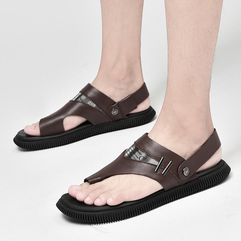 2022 Retro Sandals Men'S Summer Beach Casual Shoes Genuine Leather Gladiator Flip Flops Men Outdoor Slippers Male Luxury Shoes