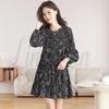 Plus Size Women's Floral Chiffon Dress: Salt-Sweet Autumn Style with Long Sleeves