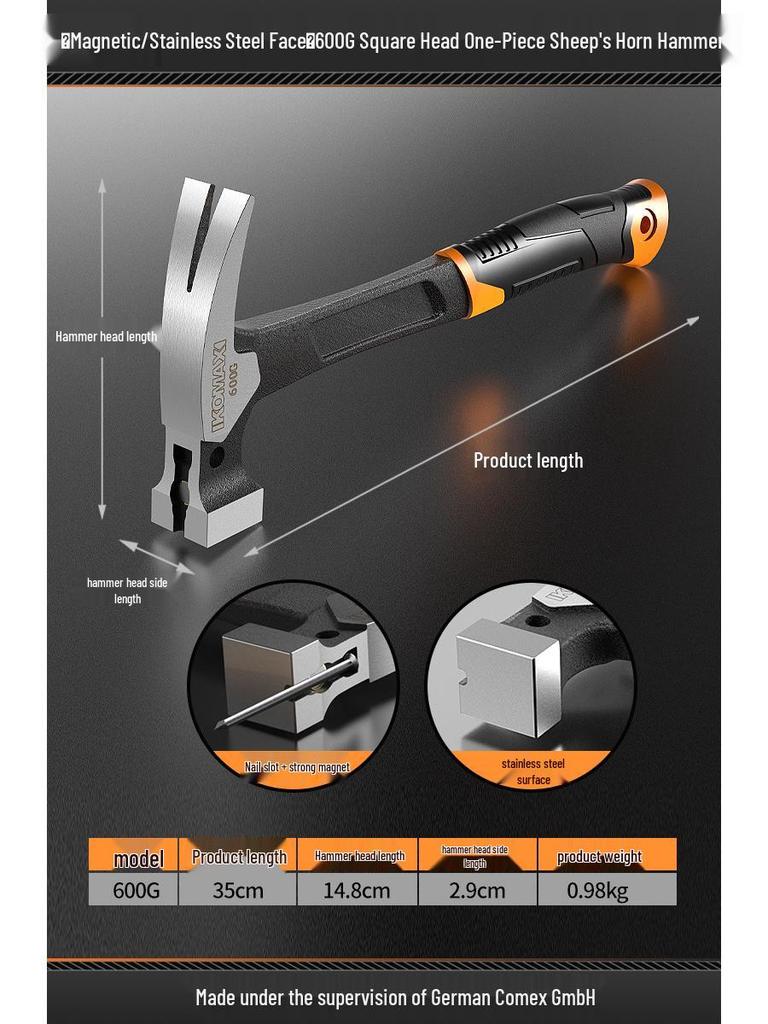 Claw Hammer for Woodworking: One-Piece Iron, Handmade Mini Small Hammer, Special Steel, Perfect for Household Use.