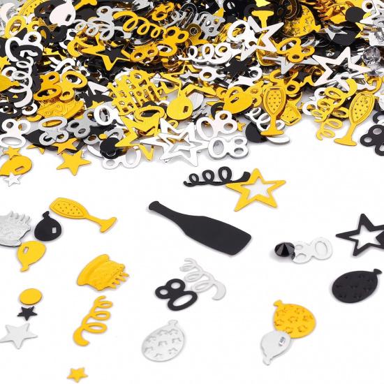 3000 Pieces Birthday Confetti Number 90 Glitter Confetti Birthday Cake Confetti Table Confetti Black Gold and Silver Party Decorations Supplies for