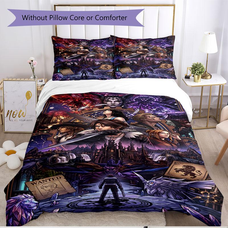 3pcs Duvet Cover Set (1*Duvet Cover + 2*Pillowcase, Without Core), Final Fantasy Print Soft All‑Season Bedding Set, Home Bedroom Decor Gift