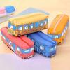 Large Capacity School Bus Pencil Case Zipper Closure Pen Bag Gift Idea Pencil Bag  Storage Use