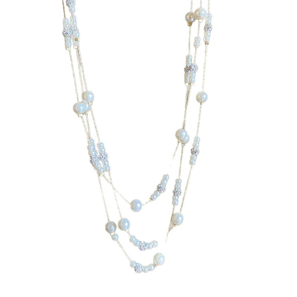 Baby's Breath Pearl Necklace: French Luxury, Minimalist Sweater Chain for Women