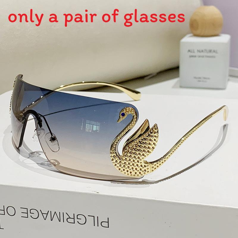 

Fashion Trendy Frameless Sunglasses With Gray Pc Lenses For Summer Outings Blue Orange