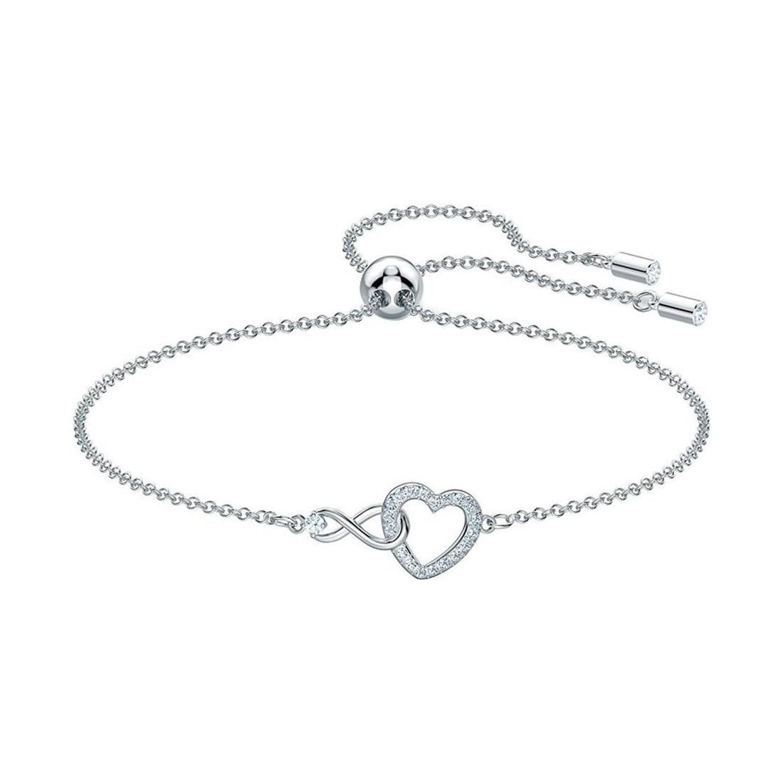 Swarovski Infinity Exquisite Niche Heart Design Plated Bracelet Women bracelet 5604200 Box (Random Color),M,Silver