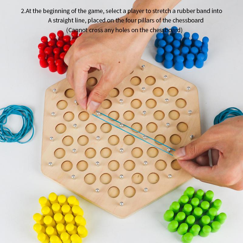 Kid Chain Triangle Chess Social Board Game Battle Chess Game Wooden Toy for Parent-Phild Interaction Family Party Logic Thinking