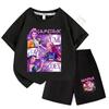 Sommer-T-Shirt-Set Kinder Oberteil Mädchen KPop Huntrx Devil Hunter Mädchengruppe Bedruckt Kurzarm Shorts Zweiteiliges Set