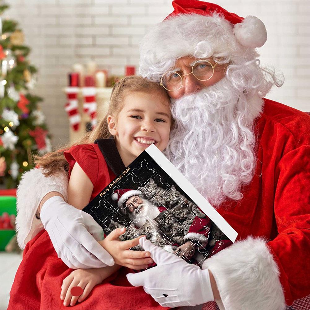 Cute Christmas Advent Calendar Christmas Tree Cat Pendant Xmas Countdown Calendar 2D Acrylic Cat Hanging Pendant for Cat Lovers