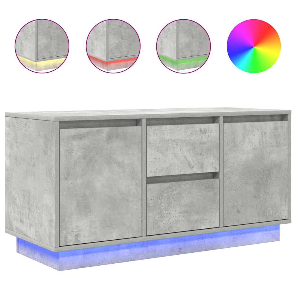 TV Cabinet with LED Lights Concrete Grey 100 x 41 x 50 cm