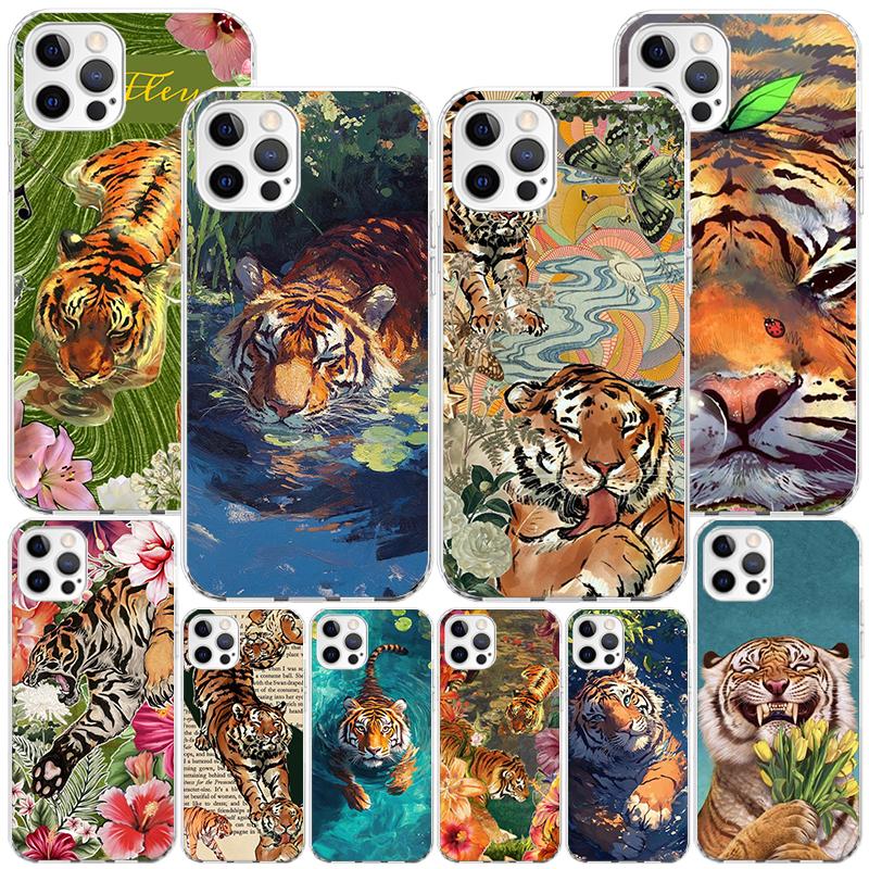 Superior Tiger Pattern Art Phone Case For iPhone 17 Air 16 Pro Max 16E 15 + 14 Plus 11 12 13 Mini 7 8 SE Gift Print Cover Fundas