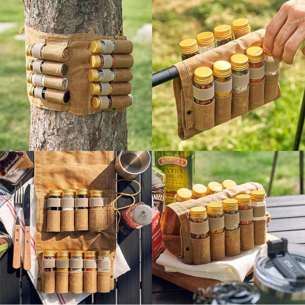 Monpience Portable Outdoor Camping Spice Picnic Spice Glass Spice Seasoning Storage Dressing Spice Bottle Jar, Bottle, Jar, Container, Bottle,