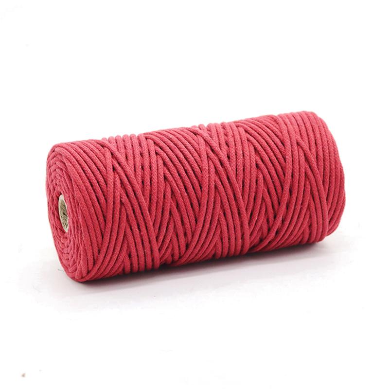 High Tenacity 3mm Thick Colored Twisted Macrame Eco-Friendly Cotton String Cord Rope Roll for Garment & Shoes Handbag Making