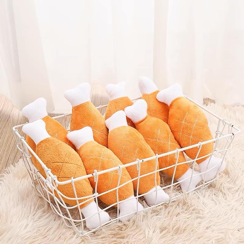 Dog Squeaky Toy Chicken Legs Bone Shape Pet Dog Plush Toy for Small Medium Large Dogs and Cats
