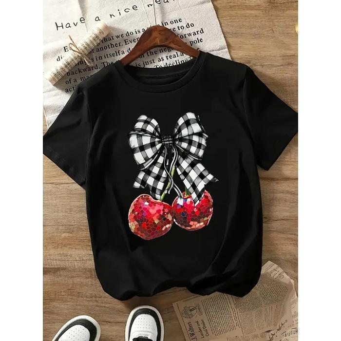 

Cotton loose fashionable round neck short-sleeved top T-shirt women XXXL