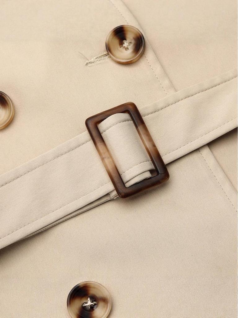 Women's Sleeveless Double-Breasted Trench Coat - Lapel, Belted, Polyester Outerwear, Casual Style