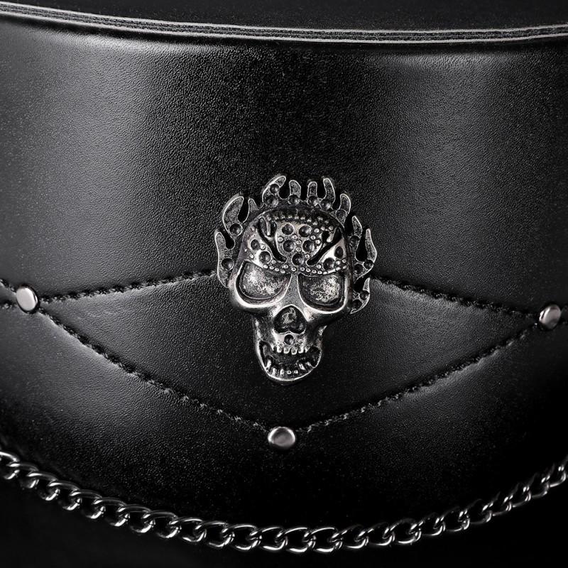 Punk-Pestdoktorhut mit Totenkopfmotiv PU-Leder Breiter Rand Fedora Halloween Cosplay Fotografie