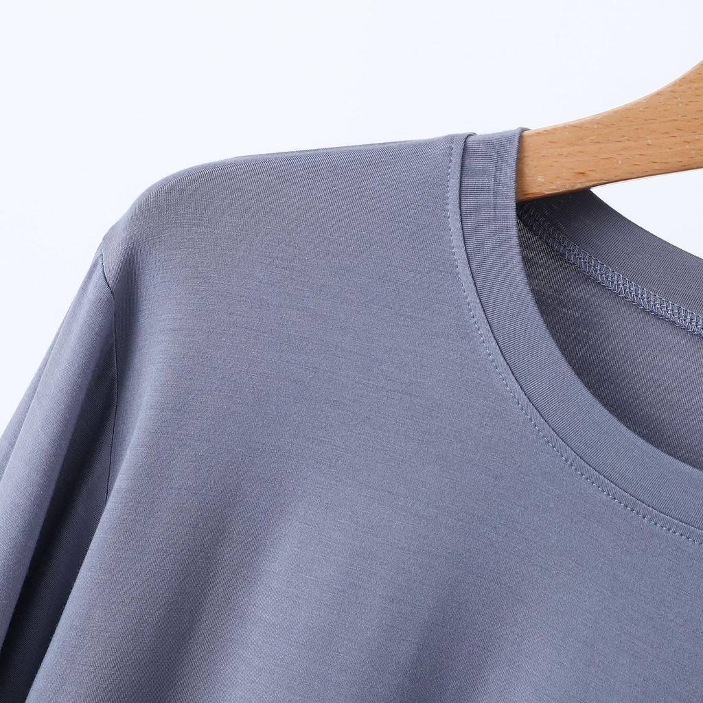 Pánský nadměrný modální pyžamový set - Dlouhý rukáv, Dlouhé kalhoty, s kapsami, Ležérní volný dvoudílný domácí oděv.