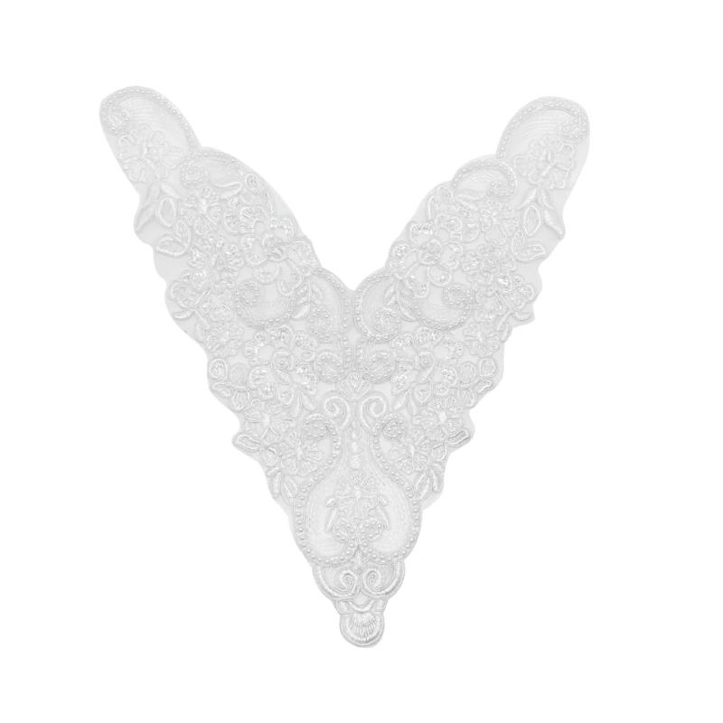 Вышивка Воротник Аппликации Украшение Цветок Кружево Швейная Отделка V-образный Вырез Отделка Ткань DIY Одежда Аксессуары для Одежды 1 белый