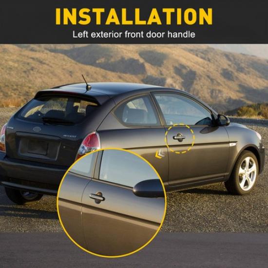 For 2006-2011 Hyundai Accent Front Left Right Door Handle Exterior Outside Black