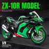 1/9 Kawasaki ZX10R Ninja Alloy Die Cast Motorcycle Model Toy Vehicle Collection Sound and Light Off Road Autocycle Toys Car