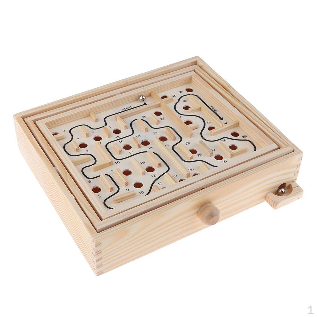 Wooden Maze Puzzle Interactive Driving Beads Board Game Eduactional Handcraft Toys