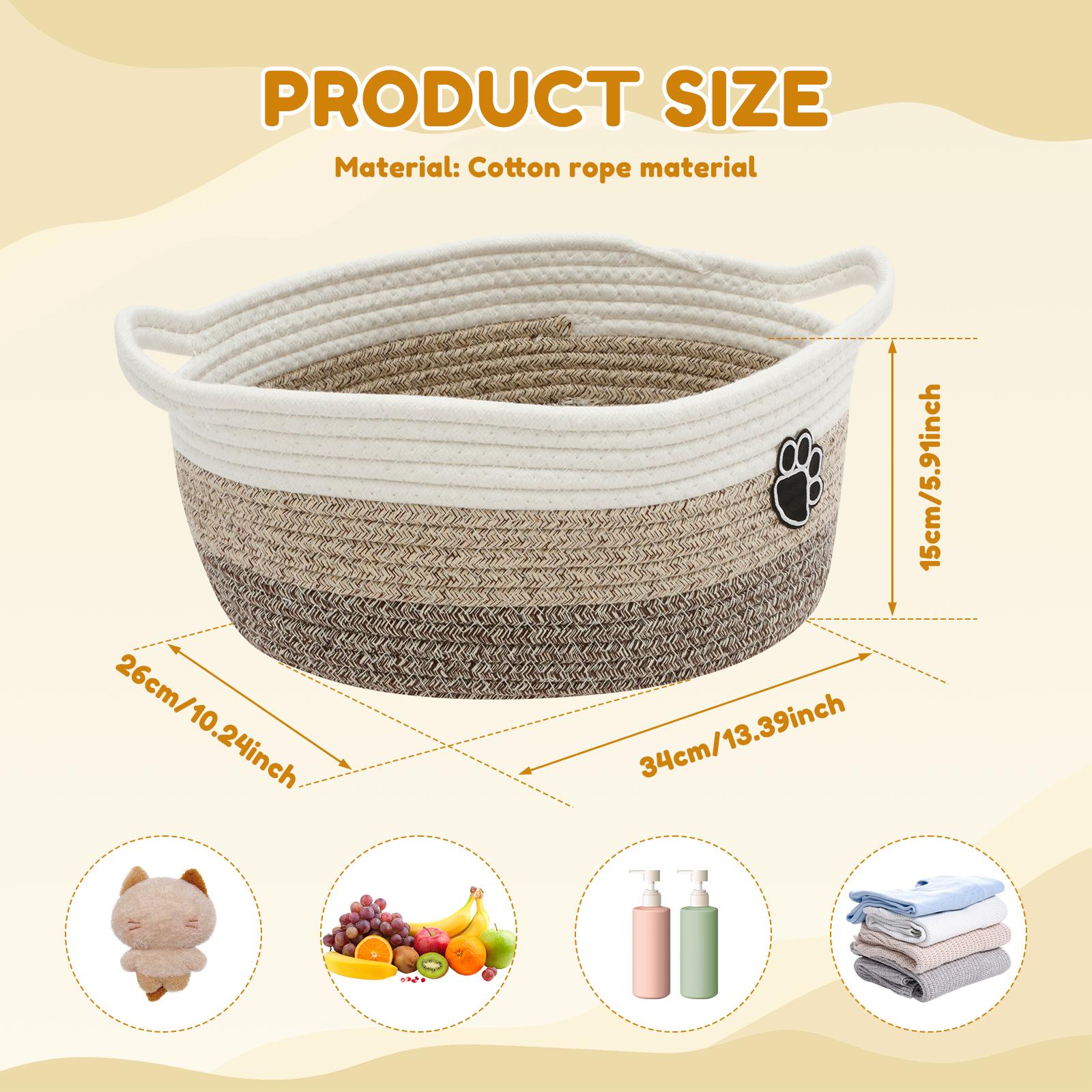 

Woven Storage Basket Soft Cotton Rope Baby Diaper Organizer Box with Handle Portable Foldable Toy Storage Bin Laundry Basket