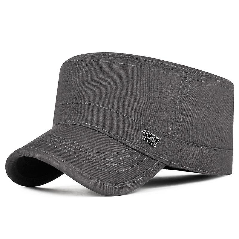 

Unisex Adjustable Plaid Lining Flat Top Hat with Metal Badge for Large Heads Adjustable сірий колір