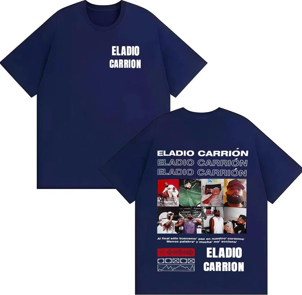Rapper Eladio Carrion  Trendy Music pure cotton Print ONeck Short Sleeve Top 2026 Spring summer Mens Casual Tshirt y2k ins