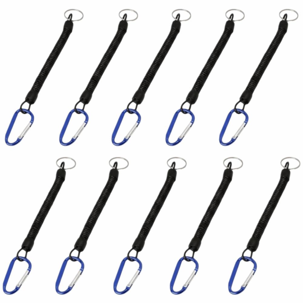 10PCS Portable Aluminium Alloy Fishing Lanyards Elastic with Snap Fishing Rope Retractable 3 Colors Boating Rope Camping Trips