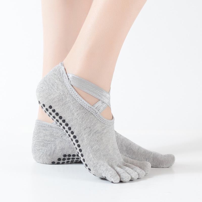 Ballet Style Non-slip Gel Yoga Socks, Cotton Five-Toe Sports Socks
